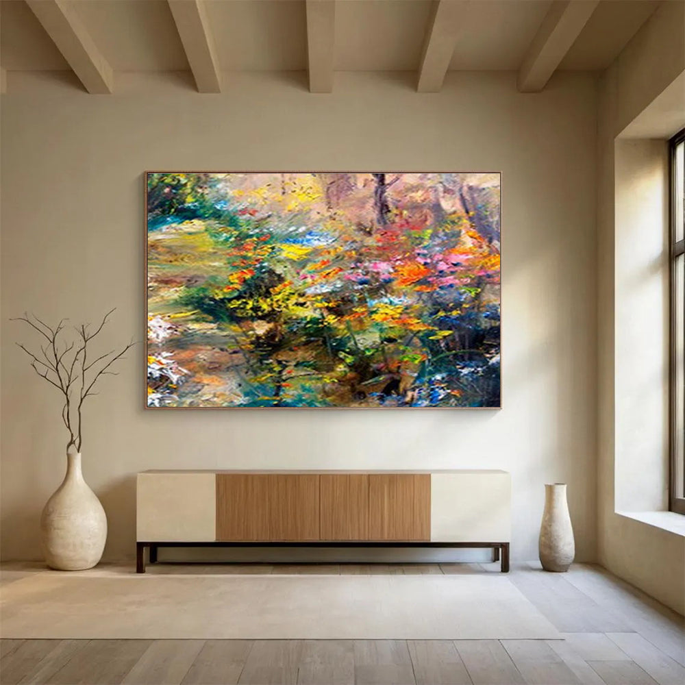 “Colorful Floral Garden” Impressionist Oil Painting On Canvas DKH364