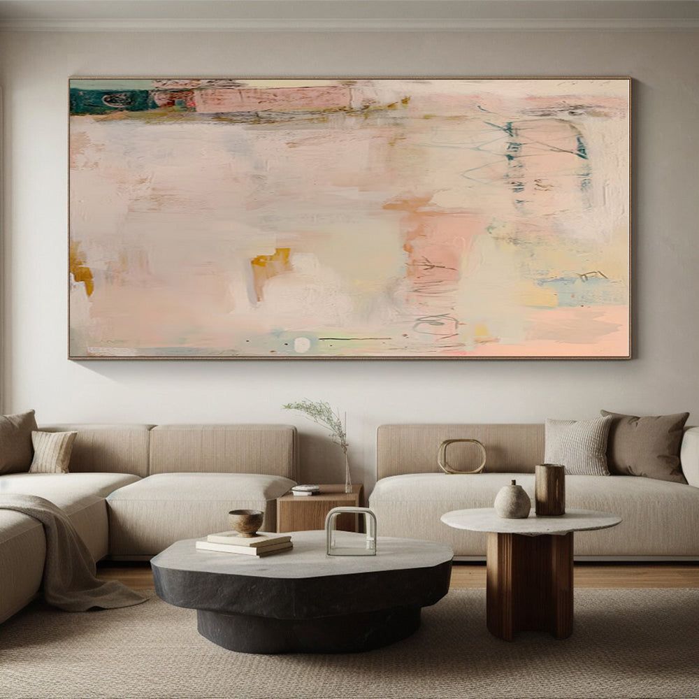 “Soft Pastel Hues, Abstract Layers” - “Dreamy Whispers”，Abstract Acrylic Painting CT0684