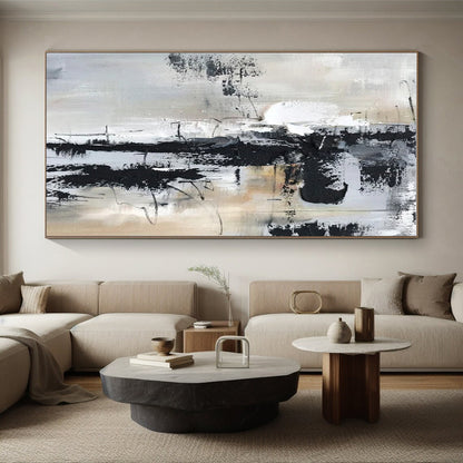 “Black - White - Gray Textured Chaos” ，Abstract Acrylic Painting CT0808