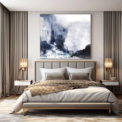 “Blue - Gray Abstract Cityscape” – Abstract Cityscape Painting CT1132