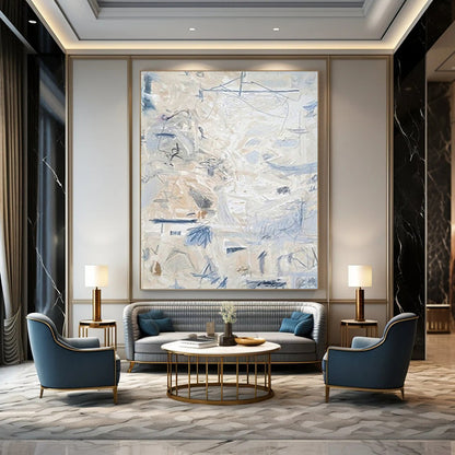 “Blue - Beige Abstract Layers” - Abstract Expressionist Painting On Canvas DTP144