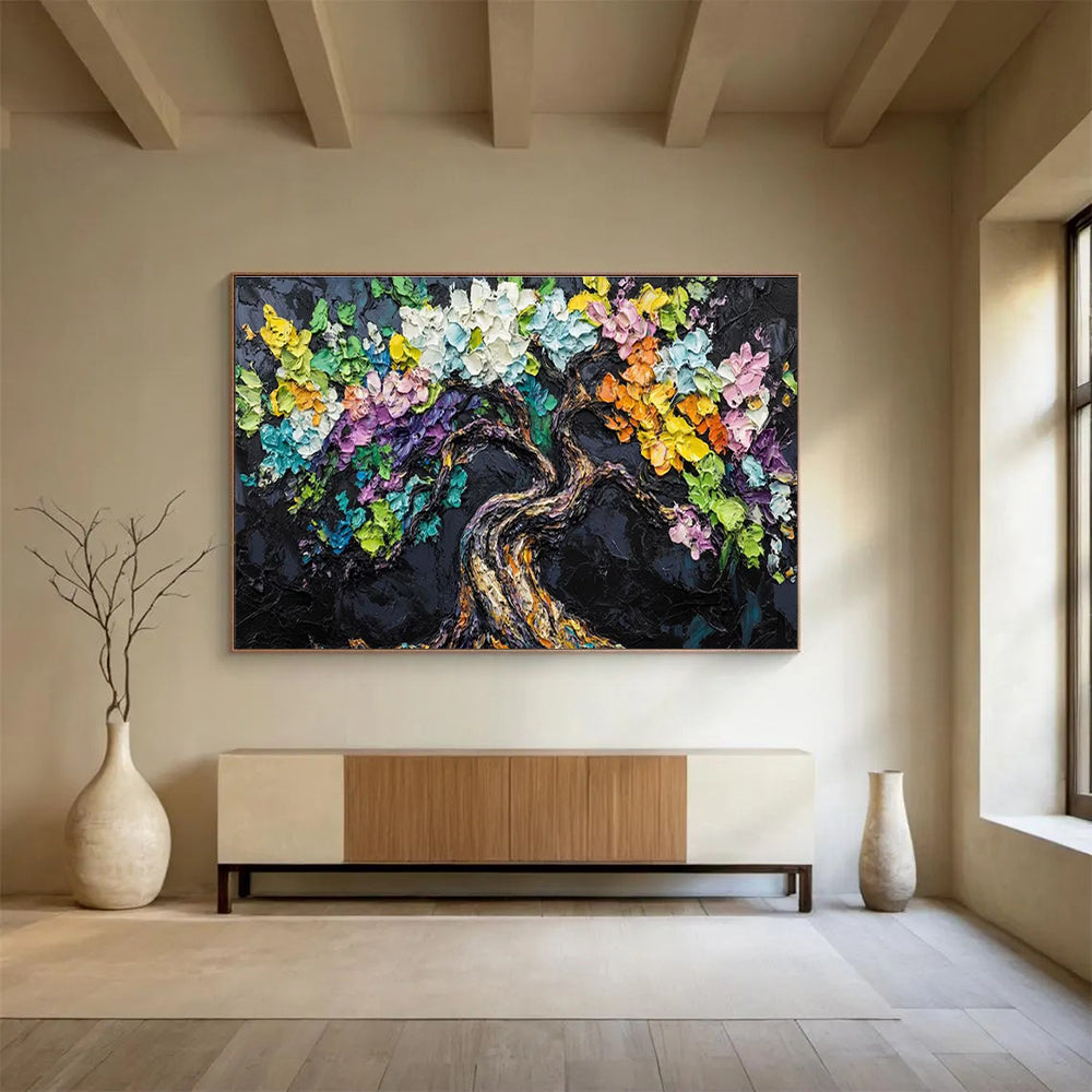 “Colorful Tree of Life” - Symbolic Impasto Painting On Canvas DKH825
