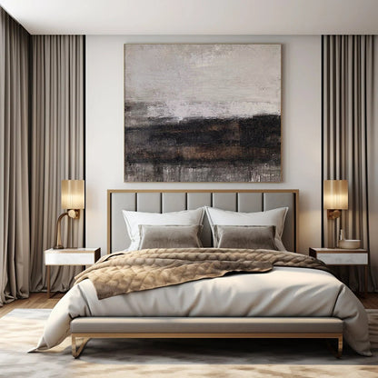 “Gray - Black Textured Horizons Repeat” – Abstract Repeat Landscape Art CT0983