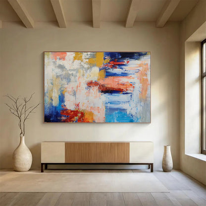 Vibrant Abstract Fusion - Abstract Expressionist Painting On Canvas DKH646