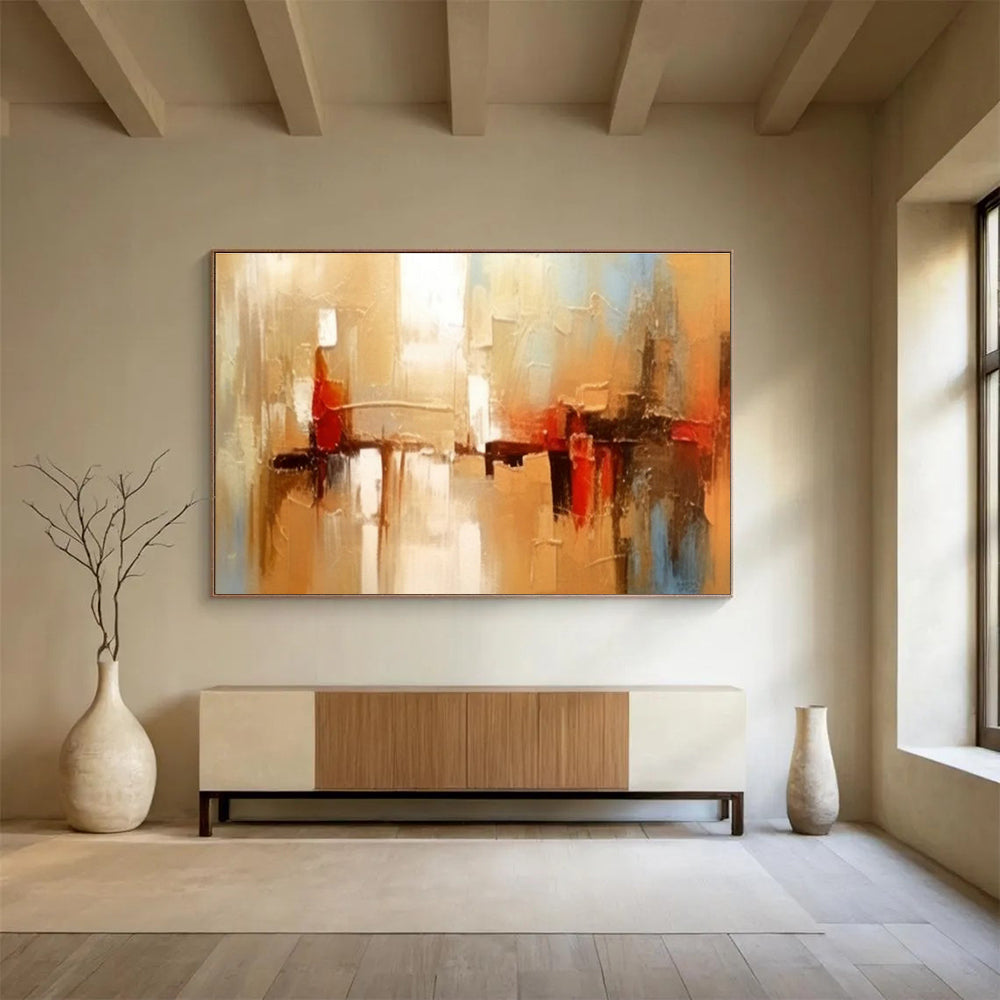 Warm Toned Urban Abstract Painting On Canvas DKH278