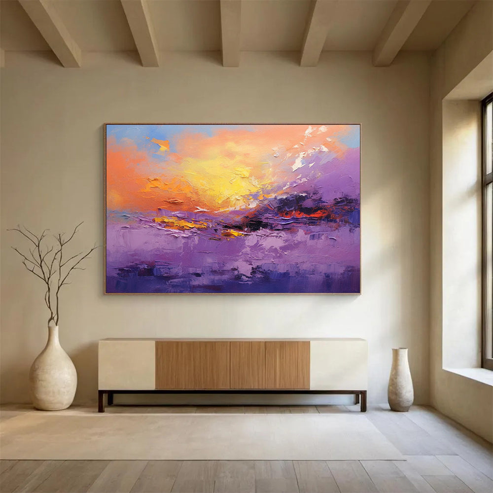 “Vibrant Sunset Landscape” Impressionistic Scenery Painting On Canvas DLZ084