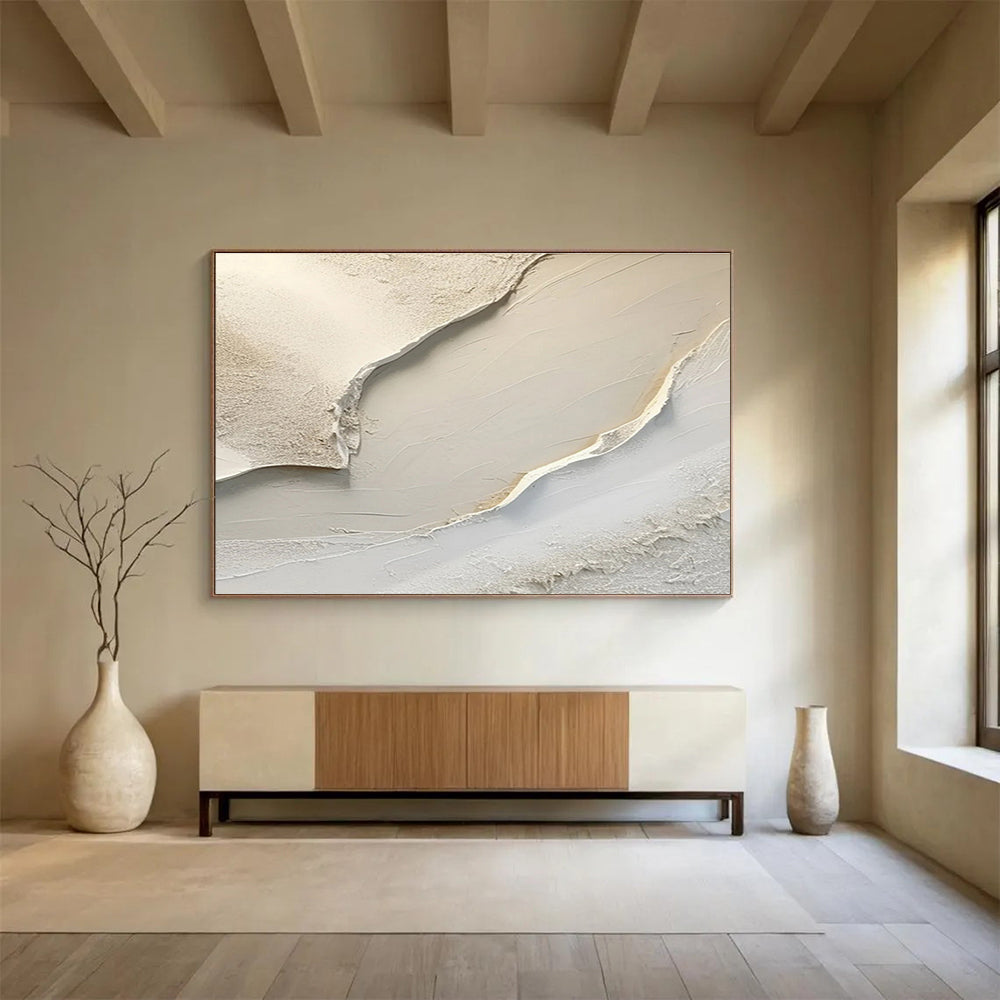 Textured Neutral Abstract - Subtle Beiges and Layered Textures Painting On Canvas DKH040