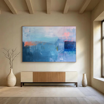 “Deep Blue Abstract Layers” Abstract Acrylic Painting On Canvas DKH478