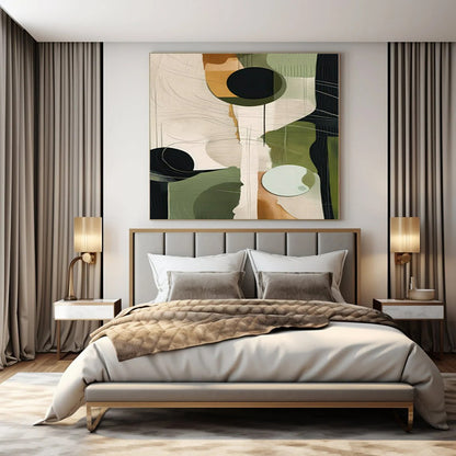 Green - Geometric Circles & Lines - Abstract Bauhaus - Style Acrylic CT1276