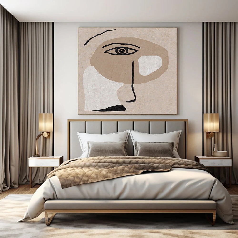 “Beige - Brown - Black Abstract Face” – Minimalist Portrait Art CT1144