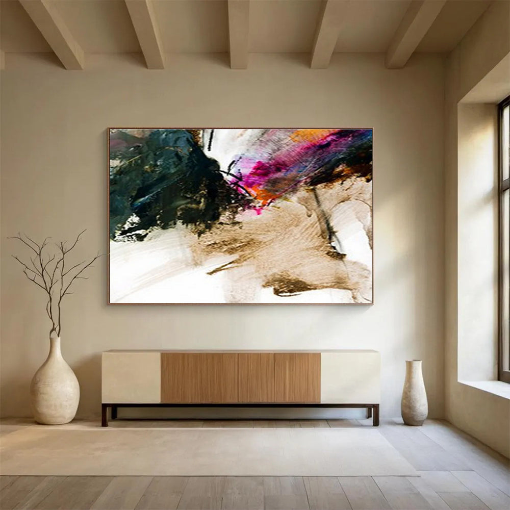 “Colorful Abstract Gesture” Abstract Action Painting On Canvas DKH394