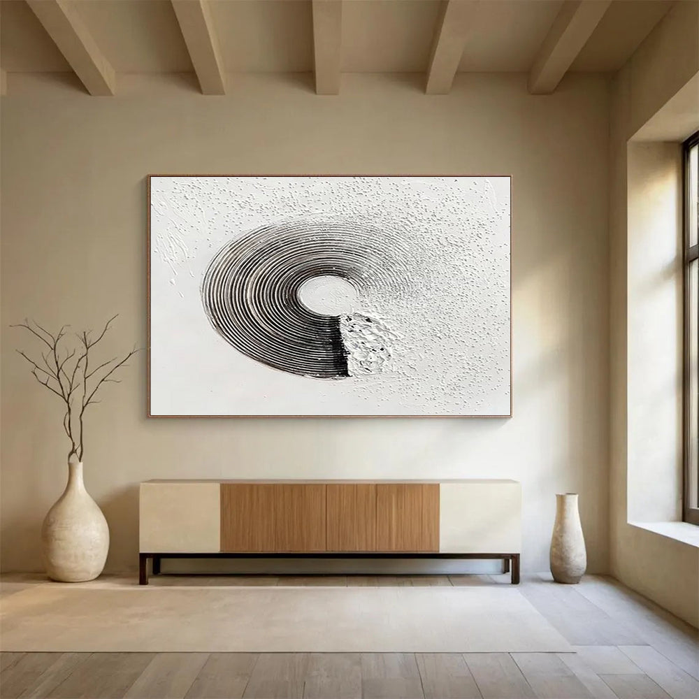 Textured Circular Form - Abstract Mixed - Media Painting On Canvas DKH645