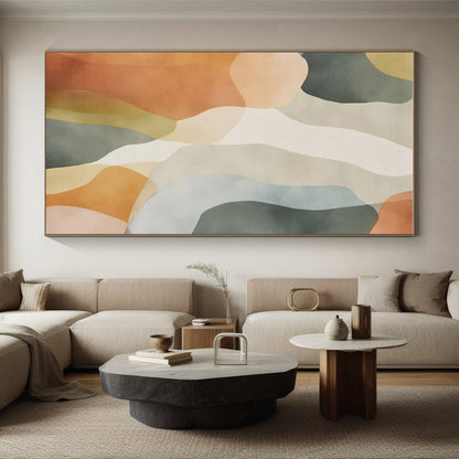 Soft Colorful Wavy Shapes, “Pastel Rhythms” - Abstract Organic Acrylic Painting CT0761