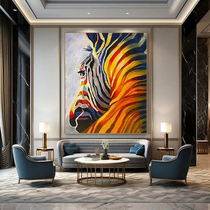 Vibrant Color - Blocked Zebra - Wildlife Painting On Canvas DKH1428