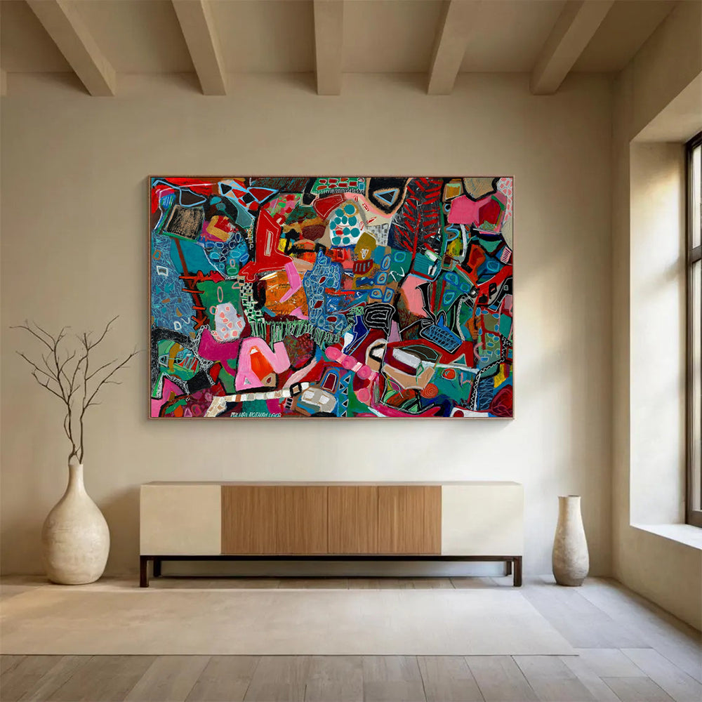 Vibrant Colorful Abstract - Abstract Expressionist Painting On Canvas DLZ242
