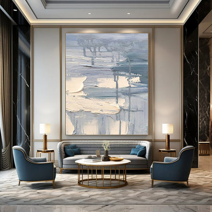 Soft Gray and Beige Impasto Layers - Abstract Impasto Painting On Canvas DKH1292