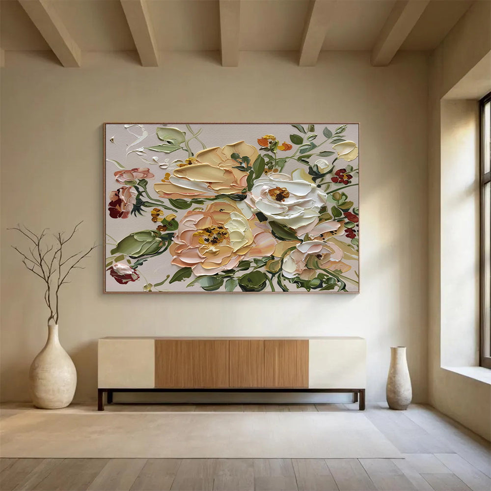 “Impasto Floral Bouquet” - Lively Botanical Painting On Canvas DKH824