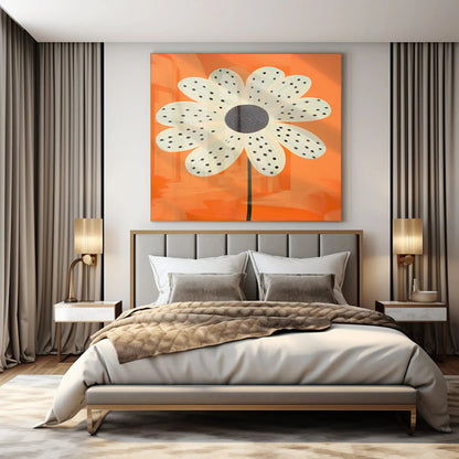 “Polka - Dot Flower on Orange” – Pop Art - Inspired Painting CT1041