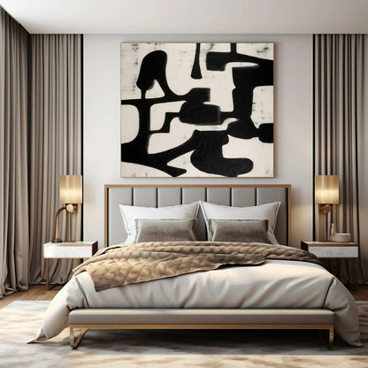 “Black - White Textured Forms” – Minimalist Abstract Art CT1036