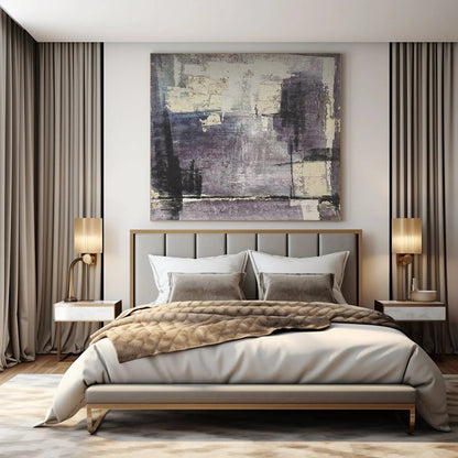 “Purple - Toned Abstract” ，Abstract Textured Acrylic Painting CT0948
