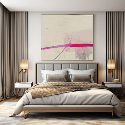 “Pink Line on Light” – Minimalist Abstract Art CT1045