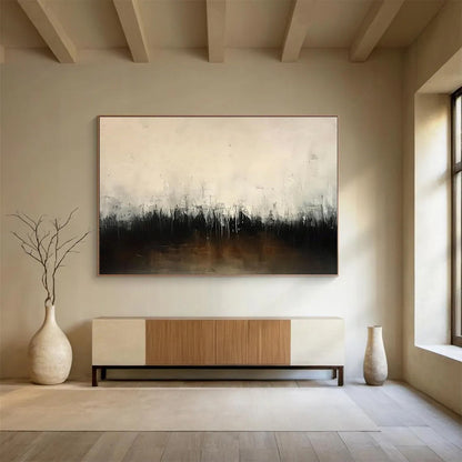 Monochromatic Abstract - Muted Tones and Dripping Effects Painting On Canvas DKH048