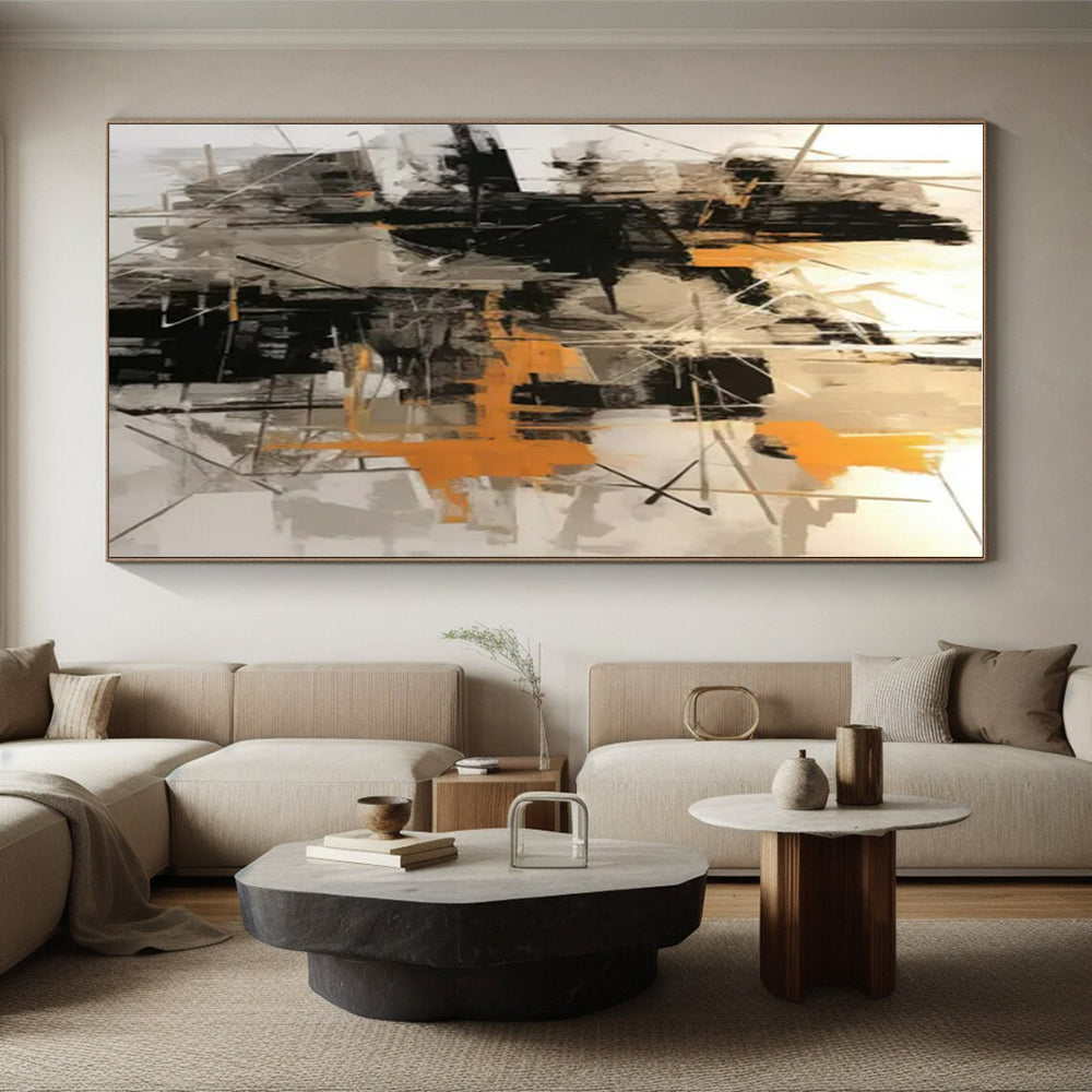 “Black - Gold - Gray Abstract Chaos” ，Abstract Acrylic Painting CT0821