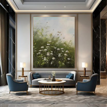 “Daisy Field with Breeze” – Impressionistic Landscape Painting On Canvas CT2108