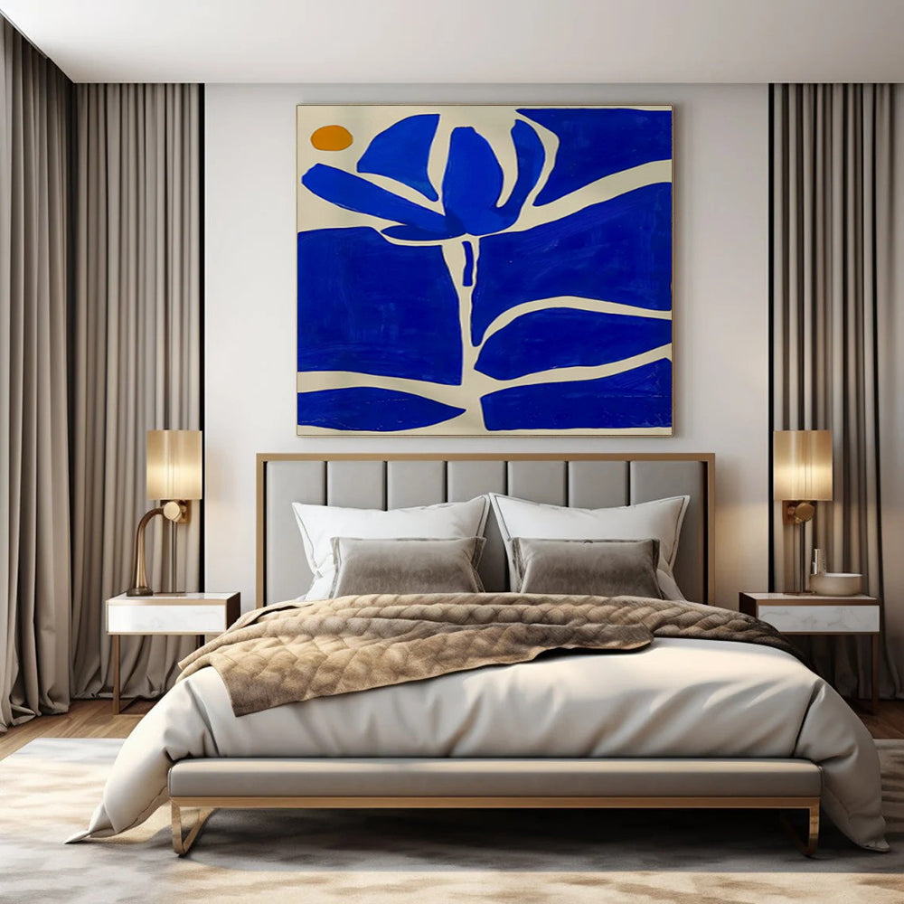 “Blue - White Floral Abstract” ，Abstract Floral Acrylic Painting CT0949