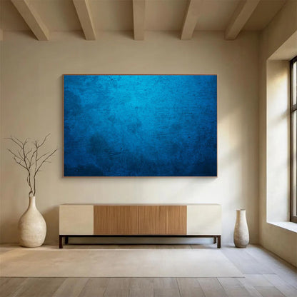 Textured Blue Surface - Abstract Impasto Painting On Canvas DKH616