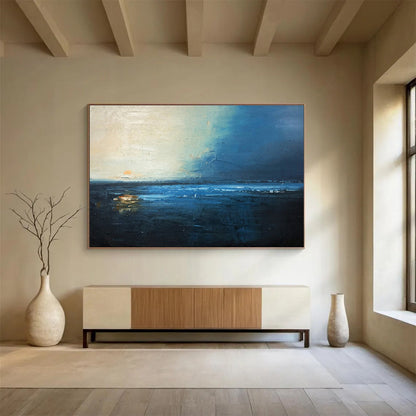 Moody Coastal Sunset - Impressionistic Seascape Painting On Canvas DKH647