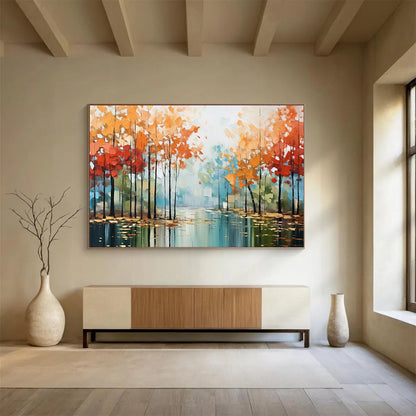 “Misty Forest River” Landscape - inspired Impressionist Painting On Canvas DLZ164
