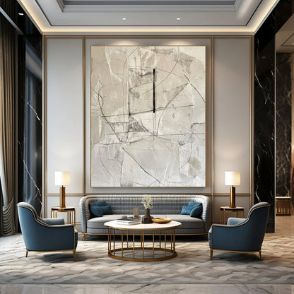 “Monochrome Geometric Lines” - Abstract Minimalist Painting On Canvas DTP001