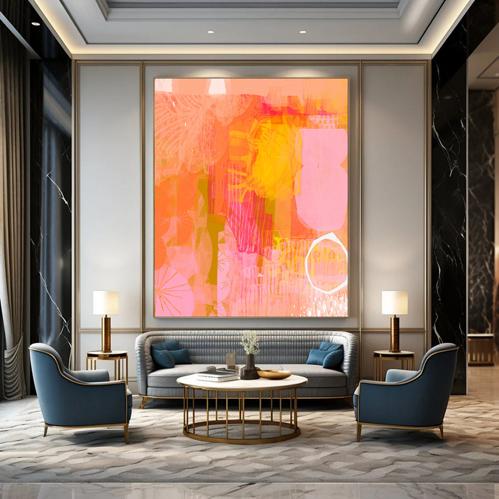 “Coral - Toned Abstract Layers” - Abstract Mixed - Media Art CT2003