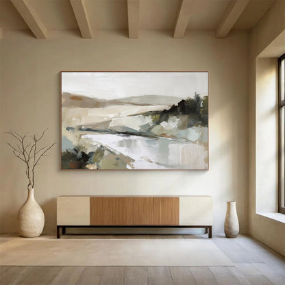 Muted Landscape Soft Tones Abstract Terrain Painting On Canvas DKH238