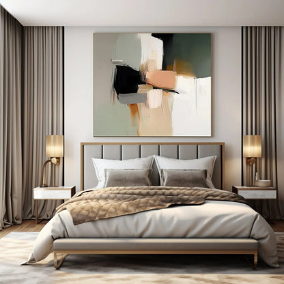 “Color - Blocked Abstract” ，Abstract Geometric Acrylic Painting CT0943