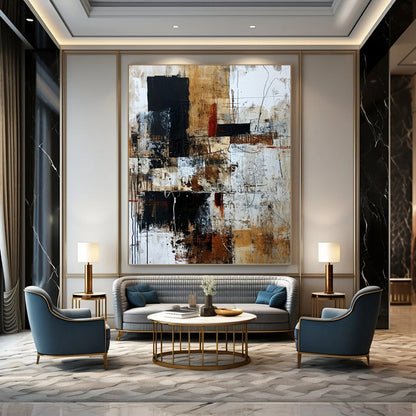 Earth - Toned Abstract Chaos - Abstract Painting On Canvas DKH1330