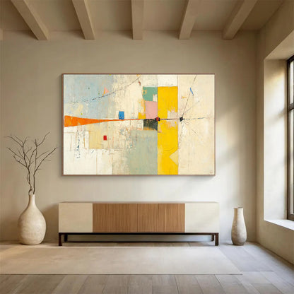 Colorful Abstract Composition - Abstract Cubist - Inspired Painting On Canvas DKH614
