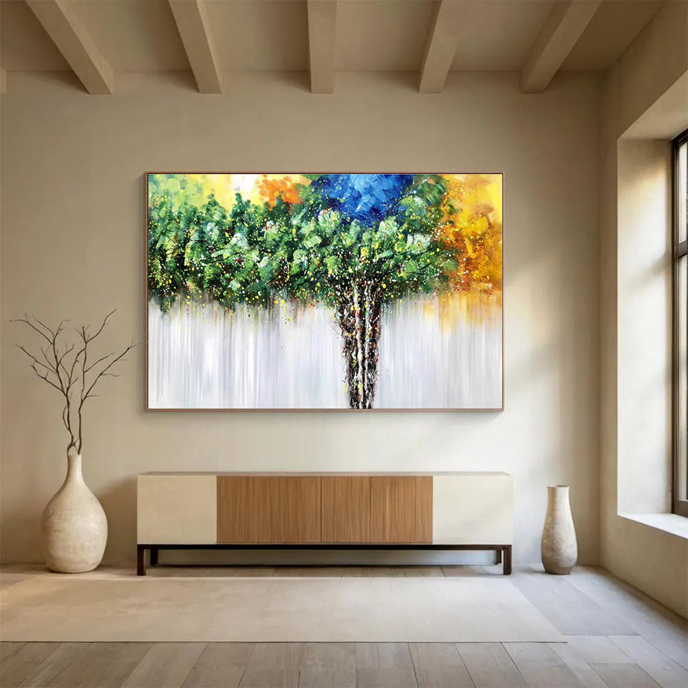 Colorful Canopy Vibrant Tree Abstract Painting On Canvas DKH176