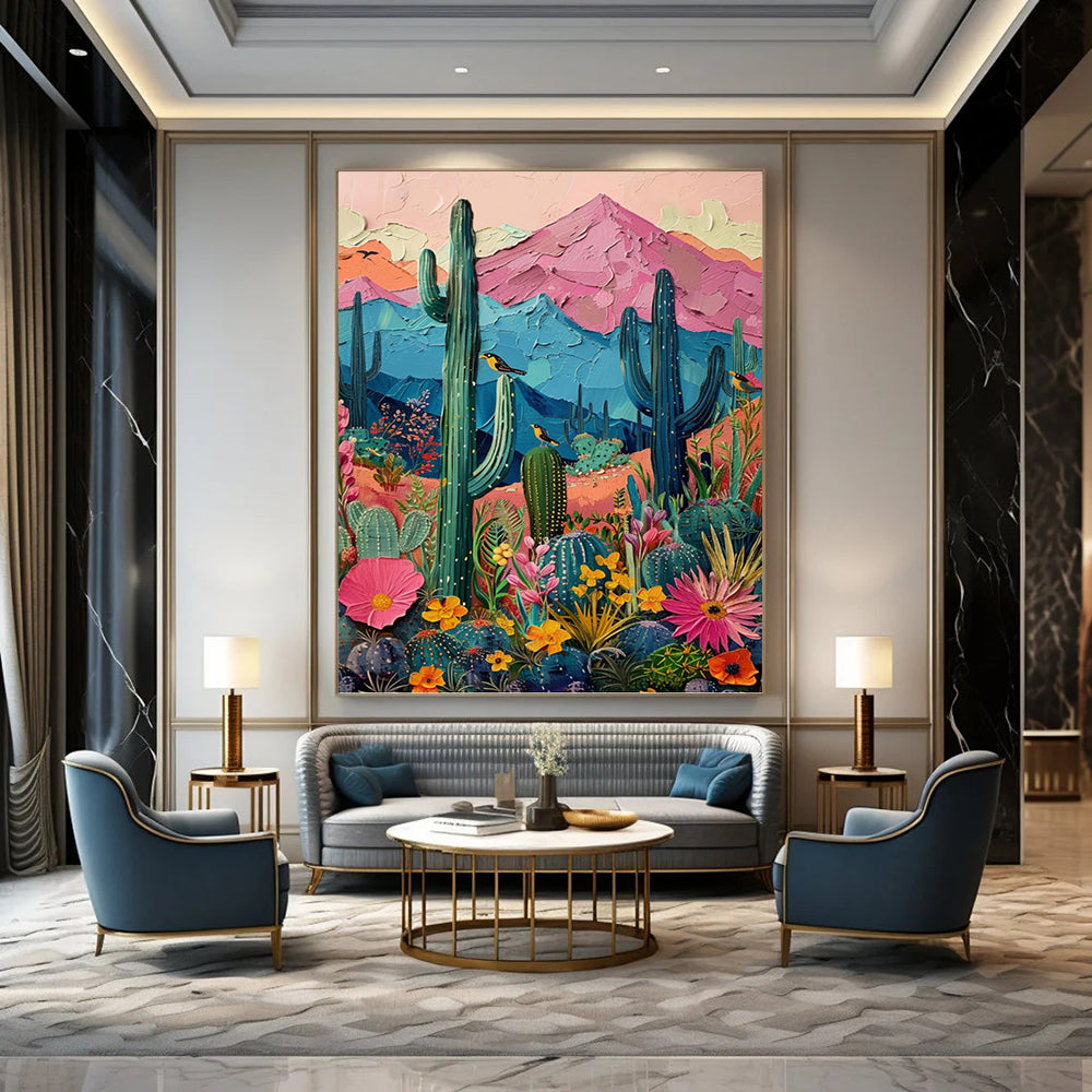 Colorful Desert Landscape - Impasto Landscape Painting On Canvas DKH1402