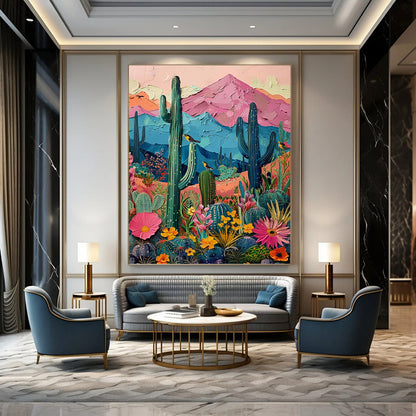 Colorful Desert Landscape - Impasto Landscape Painting On Canvas DKH1402