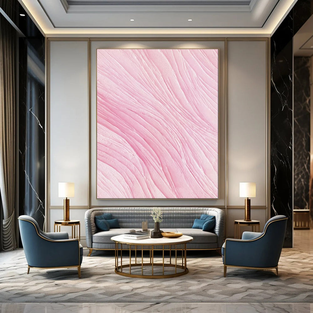 “Pink Textured Waves” - Abstract Textured Painting CT1979