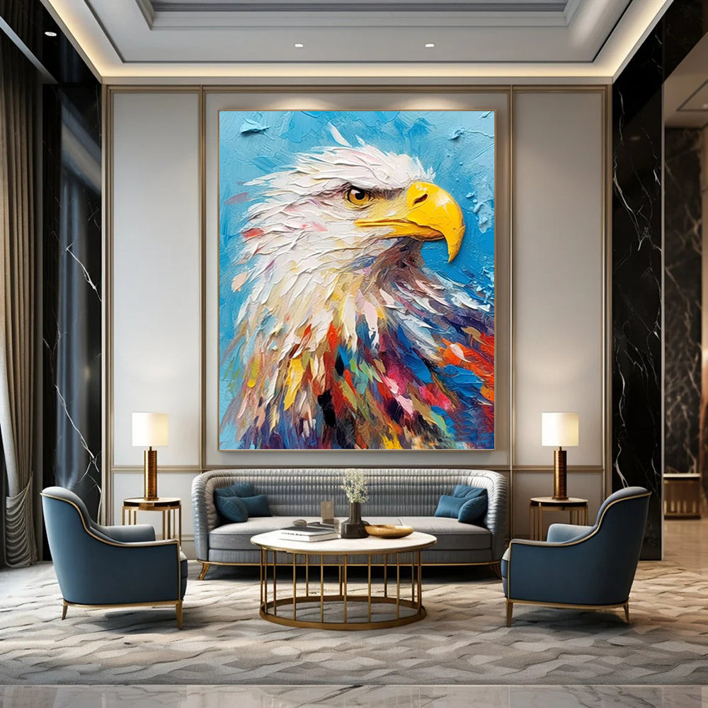 “Colorful Eagle Portrait” - Expressive Animal Painting On Canvas DKH1060