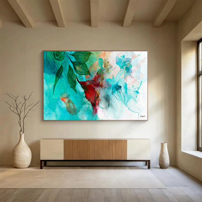 “Colorful Underwater - Floral Fusion” Watercolor - Style Fantasy Painting On Canvas DKH538