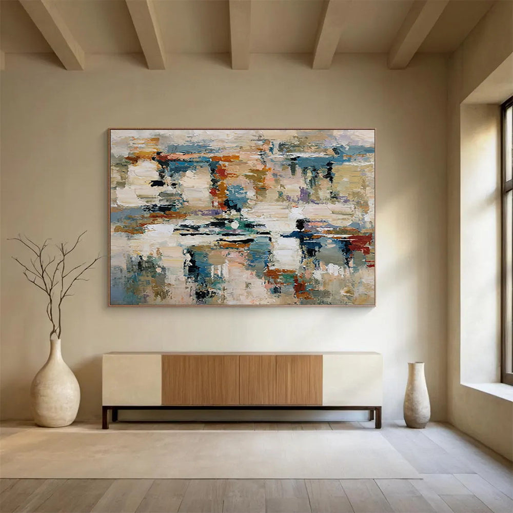 “Color - Blended, Abstract Scene ‘Harmonious Chaos’” - Abstract Impasto Painting On Canvas DLZ012