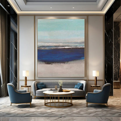 “Soft Blue - Gray Coastal Serenity” - Blue, Gray & White Seascape Painting On Canvas DKH0926
