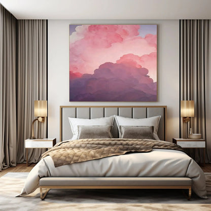Gradient Pinks & Purples, Fluffy Clouds - "Dreamy Skies" - Digital - style Acrylic Painting CT1438