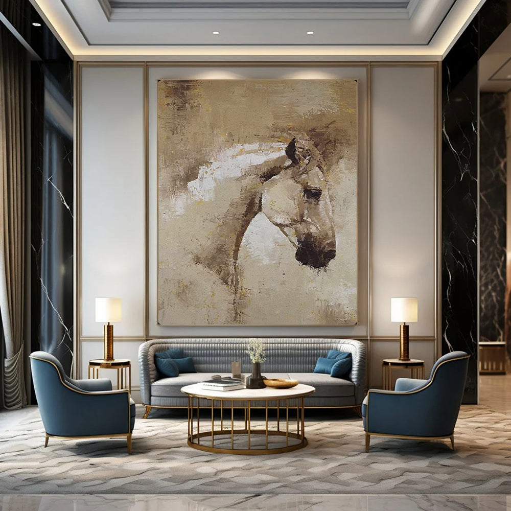 “Abstract Horse Portrait” – Impressionistic Oil Painting On Canvas CT2176