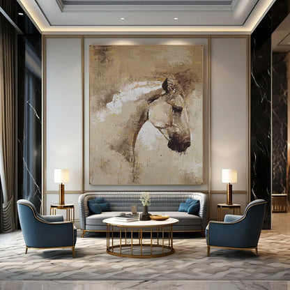 “Abstract Horse Portrait” – Impressionistic Oil Painting On Canvas CT2176