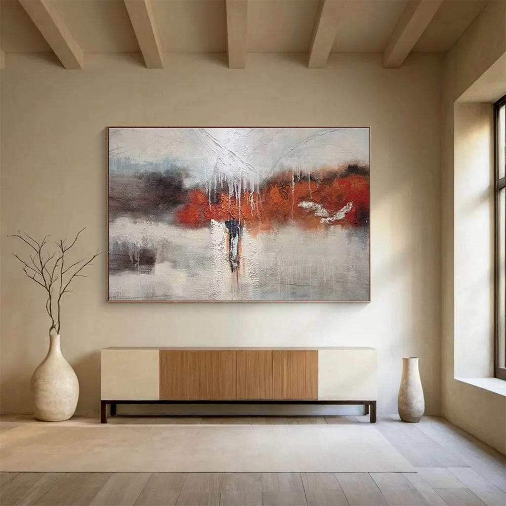 Abstract Landscape with Dripping Paint Painting On Canvas DKH299